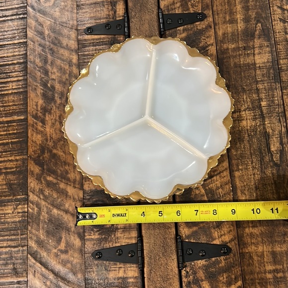 Milk Glass Kitchen Vintage Milk Glass With Gold Trim Divided Dish
